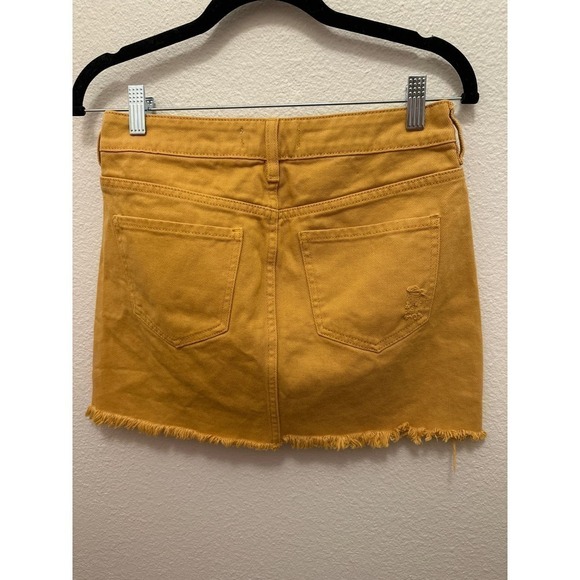 Pac Sun Mustard Yellow distressed denim skirt, women’s size 26 - Picture 5 of 5